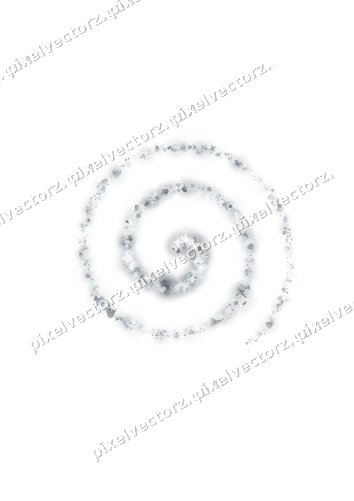 Nahtlose Glitzerspirale aus Sternen und Herzen auf transparentem Grund