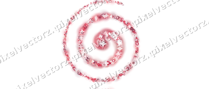 Nahtlose Glitzerspirale aus Sternen und Funken auf transparentem Grund