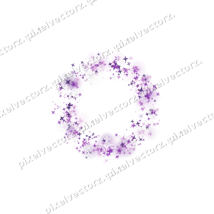Nahtloser Glitzerkranz aus Sternen in Violett auf transparentem Grund