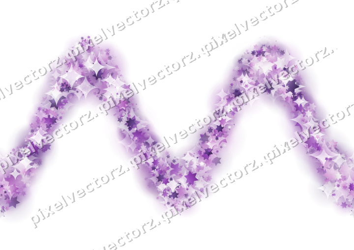 Nahtlose Glitzerwelle aus Sternen in Violett auf transparentem Grund