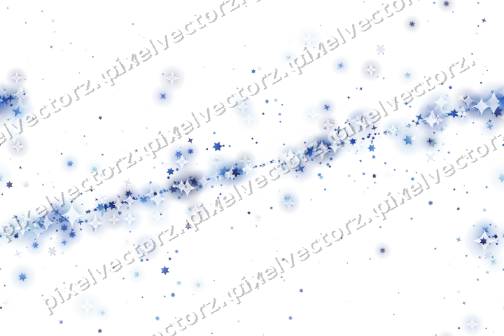 Nahtloses Glitzerband aus Sternen in Blau auf transparentem Grund