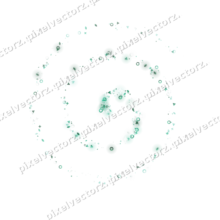 Nahtlose Glitzerspirale aus Funken und Tropfen auf transparentem Grund