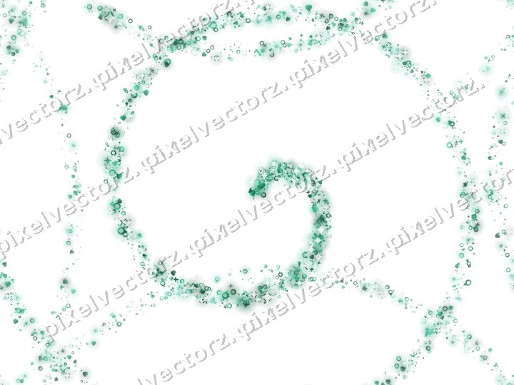 Nahtlose Glitzerspirale aus Sternen und Herzen auf transparentem Grund