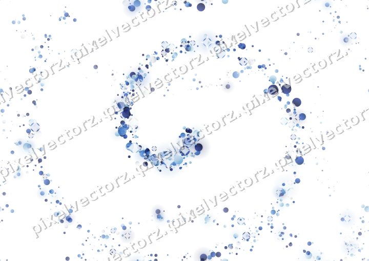 Nahtlose Glitzerspirale aus Punkten in Blau auf transparentem Grund