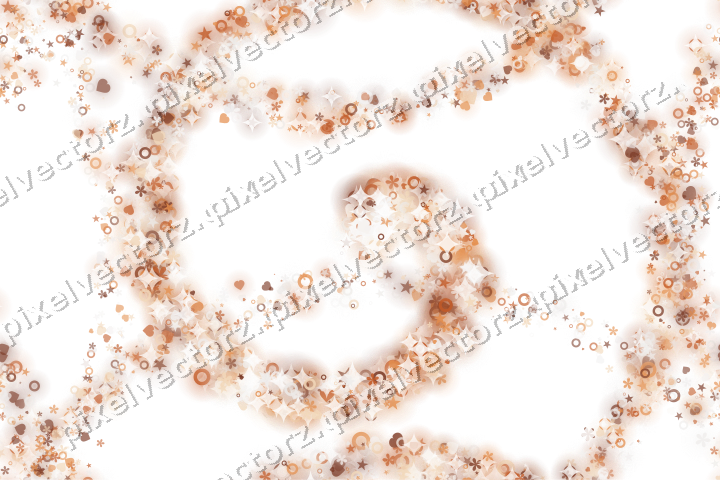 Nahtlose Glitzerspirale aus Sternen und Herzen auf transparentem Grund