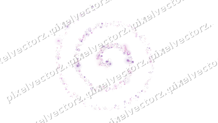 Nahtlose Glitzerspirale aus Sternen und Ringen auf transparentem Grund
