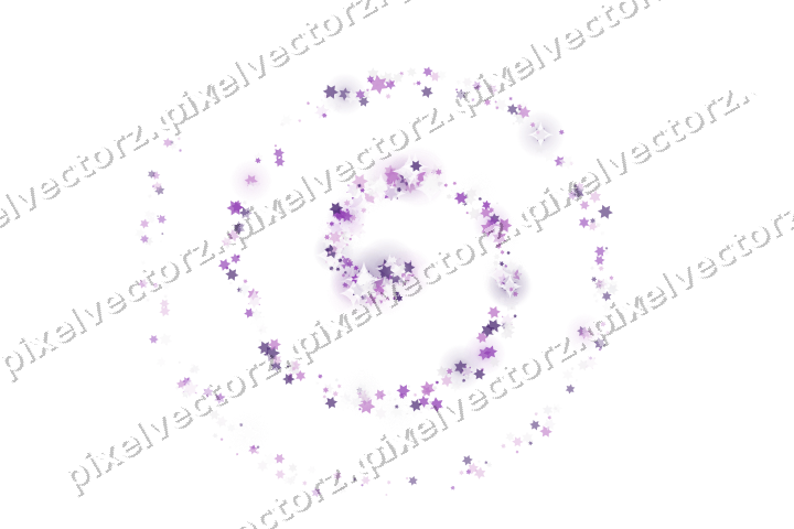 Nahtlose Glitzerspirale aus Sternen in Violett auf transparentem Grund