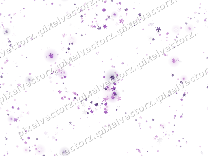 Nahtlose Glitzerspirale aus Sternen und Blüten auf transparentem Grund