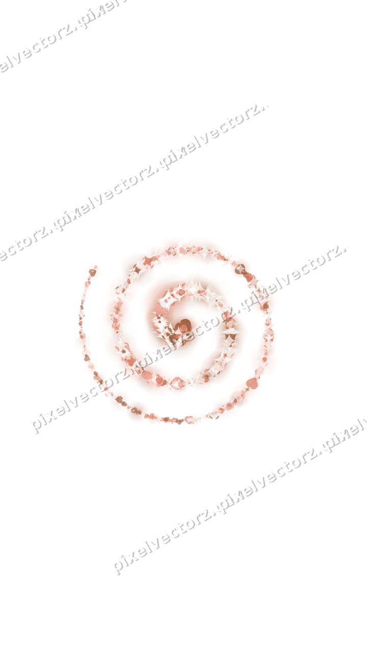 Nahtlose Glitzerspirale aus Funken und Herzen auf transparentem Grund