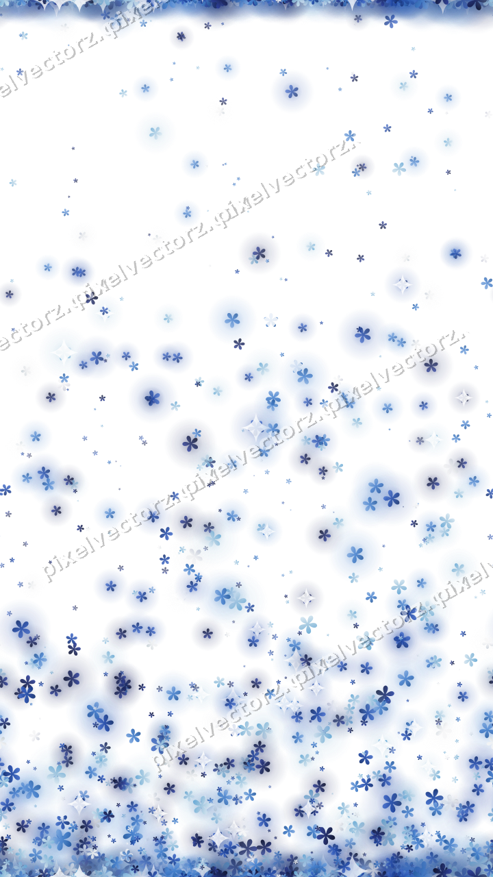 Nahtloser Glitzeraufstieg aus Blüten in Blau auf transparentem Grund
