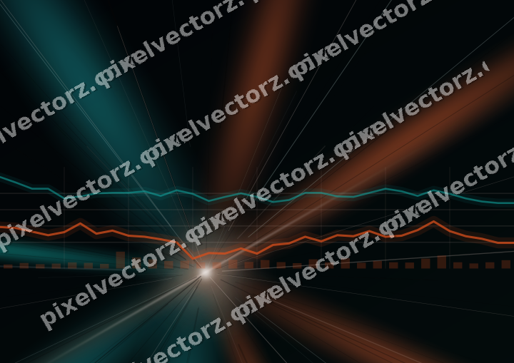 Leuchtender Neon Diagramm Hintergrund in Orange und Petrol