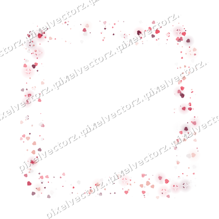 Nahtloser Glitzerrahmen aus Herzen in Rosa auf transparentem Grund