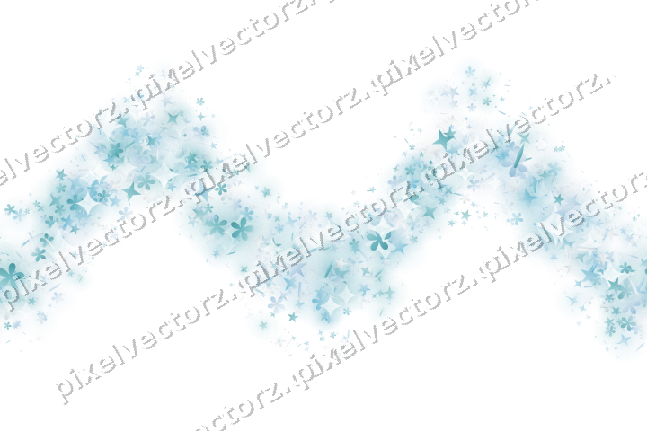 Nahtlose Glitzerwelle aus Sternen und Blüten auf transparentem Grund