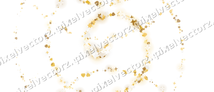 Nahtlose Glitzerspirale aus Sternen und Herzen auf transparentem Grund