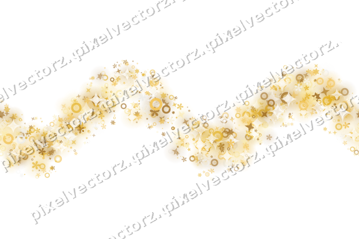 Nahtlose Glitzerwelle aus Sternen und Blüten auf transparentem Grund