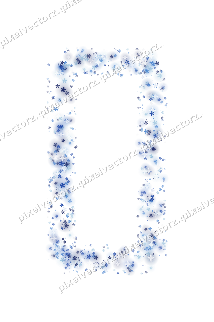 Nahtloser Glitzerrahmen aus Blüten in Blau auf transparentem Grund