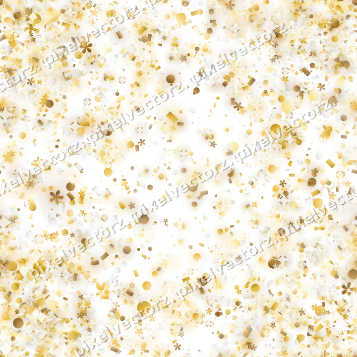 Nahtloser Glitzerkranz aus Blüten und Punkten auf transparentem Grund