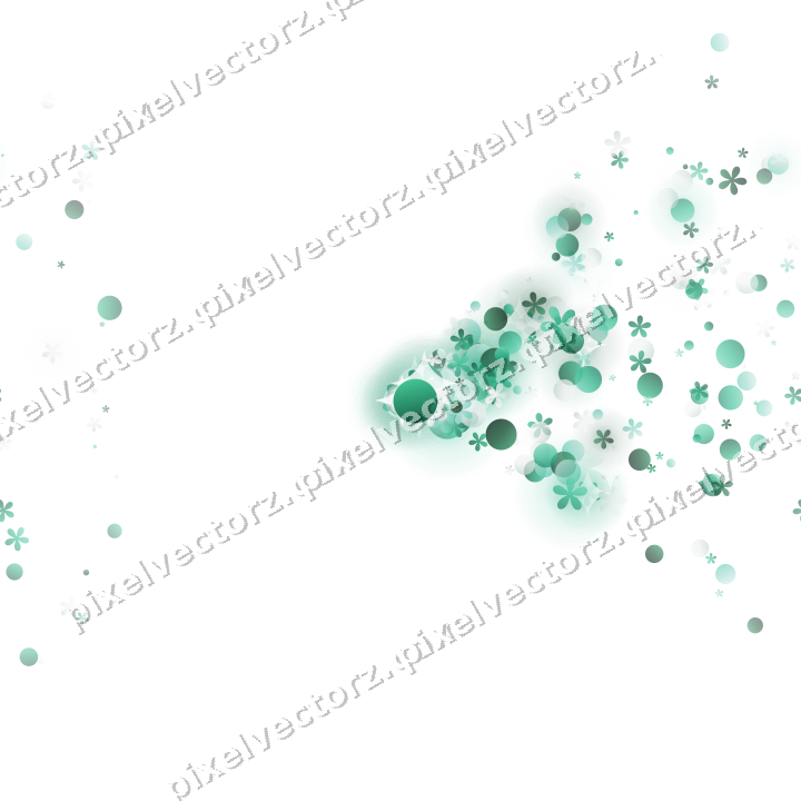 Nahtloser Glitzerfächer aus Blüten und Punkten auf transparentem Grund