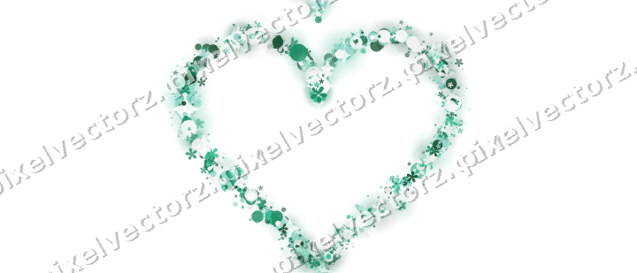 Nahtloses Glitzerherz aus Blüten und Punkten auf transparentem Grund