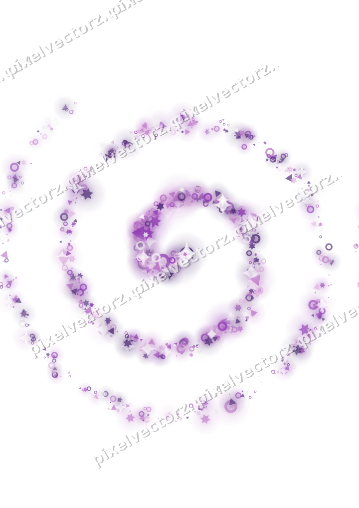 Nahtlose Glitzerspirale aus Sternen und Ringen auf transparentem Grund
