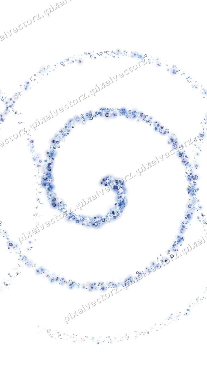 Nahtlose Glitzerspirale aus Funken und Ringen auf transparentem Grund