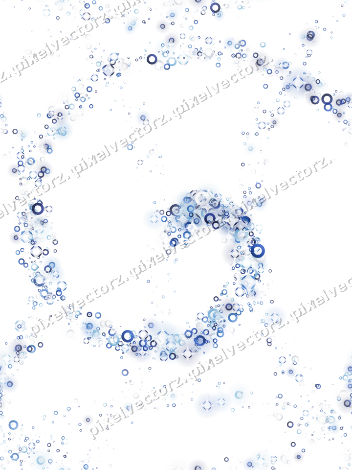 Nahtlose Glitzerspirale aus Ringen in Blau auf transparentem Grund