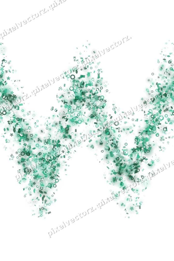 Nahtlose Glitzerwelle aus Blüten und Tropfen auf transparentem Grund