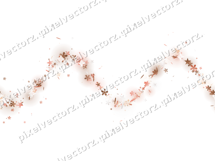 Nahtlose Glitzerwelle aus Sternen und Blüten auf transparentem Grund