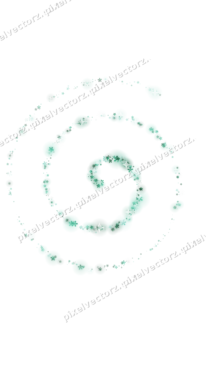 Nahtlose Glitzerspirale aus Blüten auf transparentem Grund