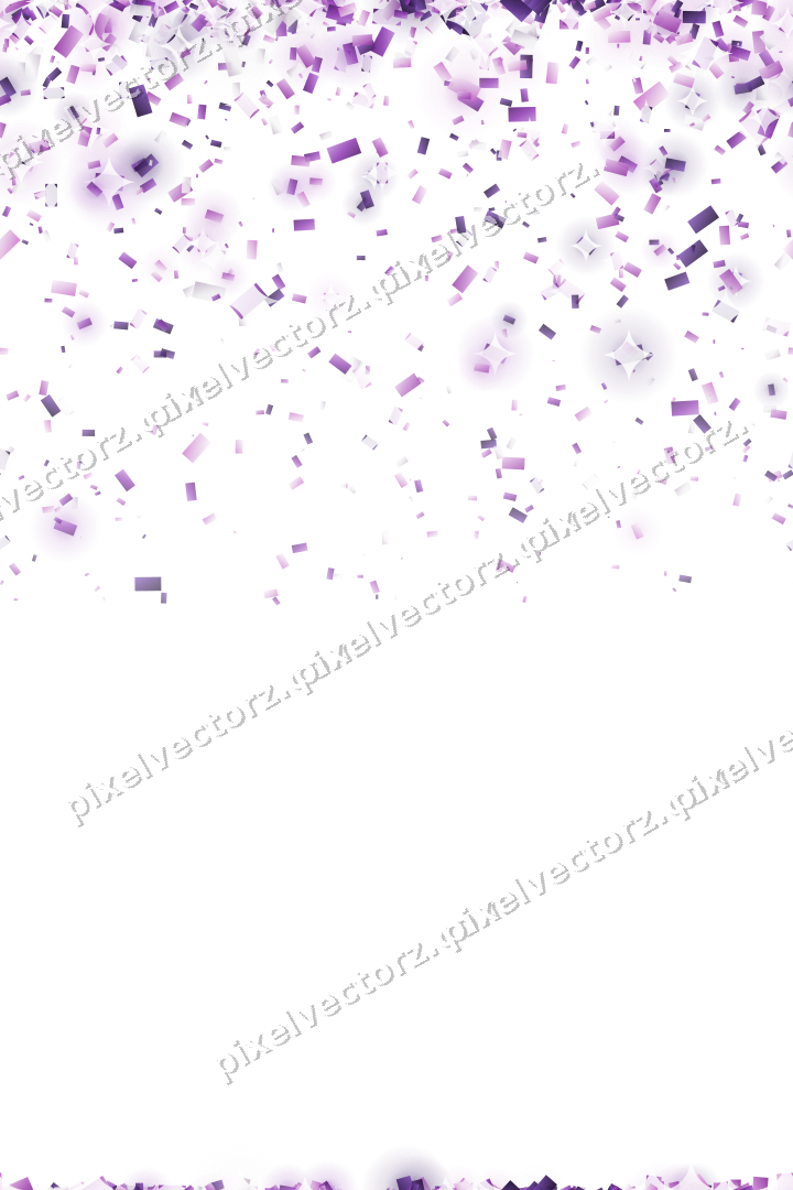 Nahtloser Glitzerregen aus Konfetti in Violett auf transparentem Grund