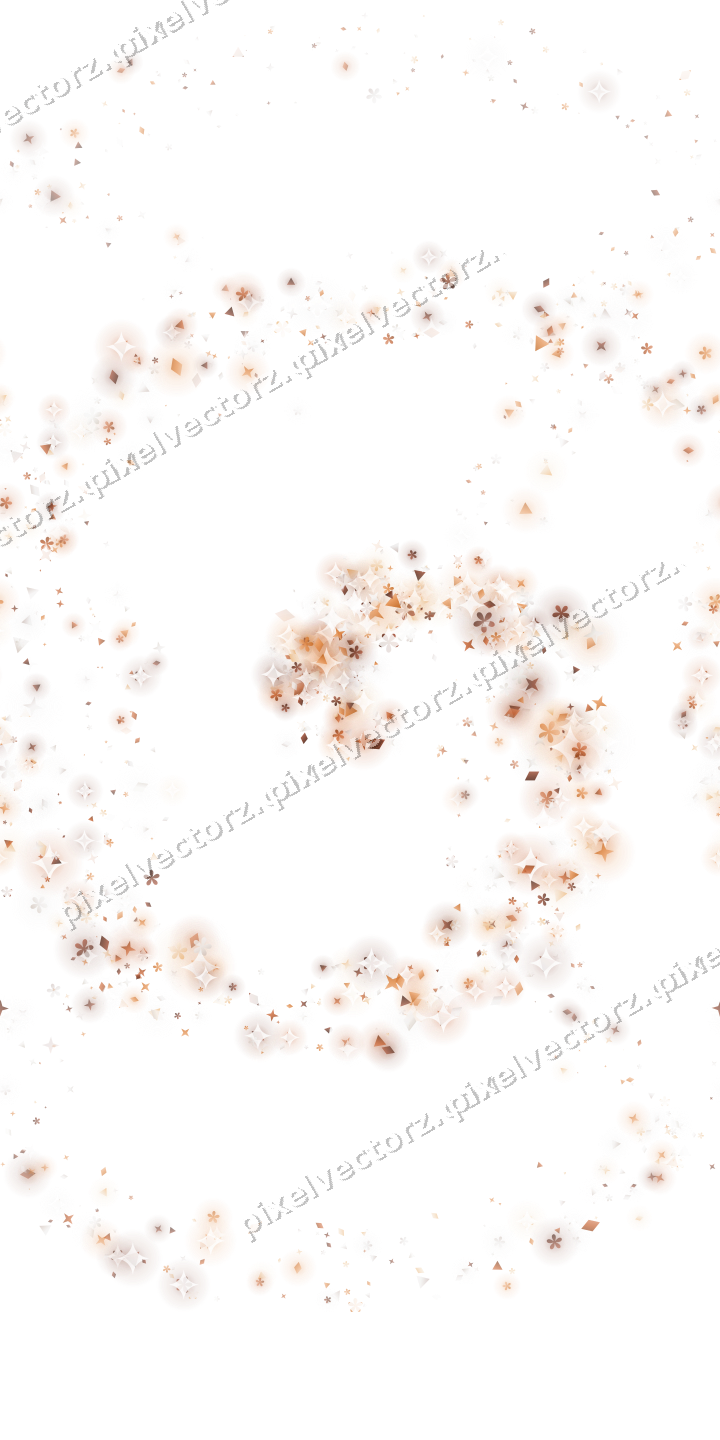 Nahtlose Glitzerspirale aus Sternen und Blüten auf transparentem Grund