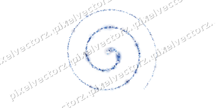 Nahtlose Glitzerspirale aus Sternen in Blau auf transparentem Grund