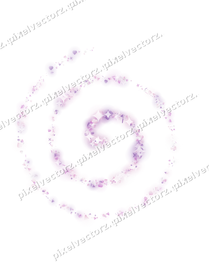 Nahtlose Glitzerspirale aus Sternen und Herzen auf transparentem Grund