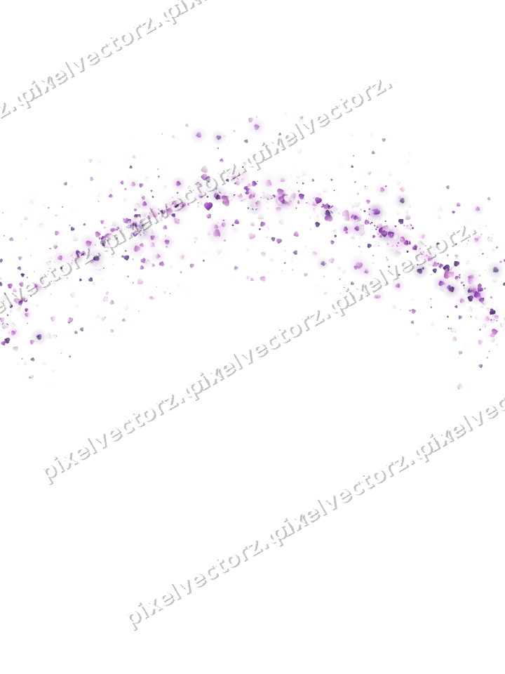 Nahtloser Glitzerbogen aus Herzen in Violett auf transparentem Grund