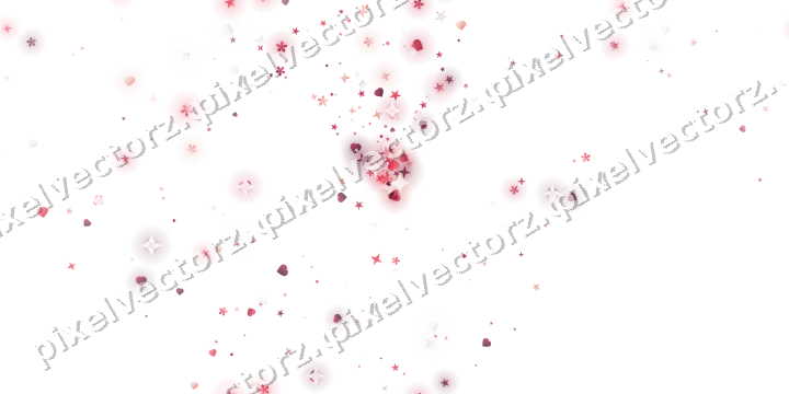 Nahtloser Glitzerfächer aus Sternen und Herzen auf transparentem Grund