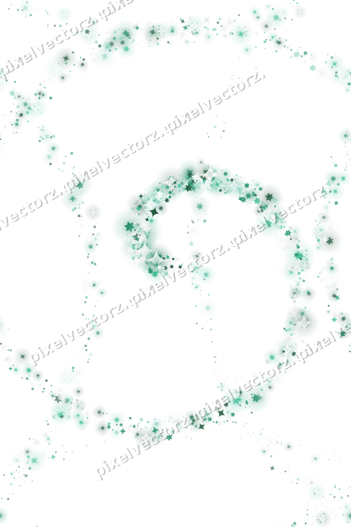 Nahtlose Glitzerspirale aus Sternen und Funken auf transparentem Grund
