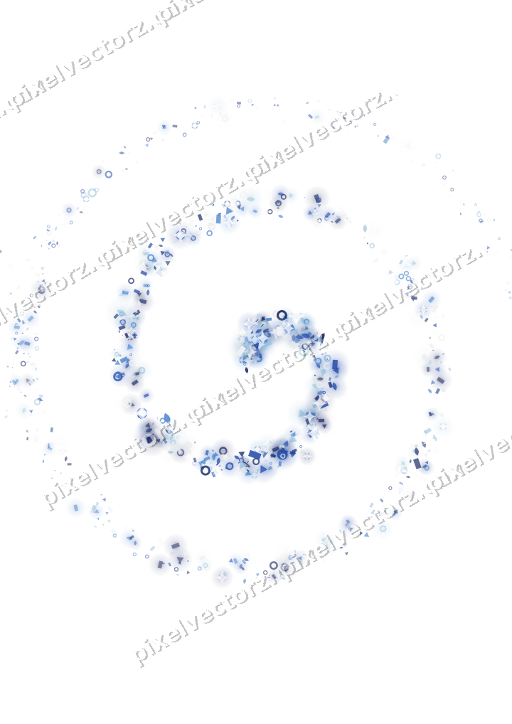 Nahtlose Glitzerspirale aus Tropfen und Ringen auf transparentem Grund