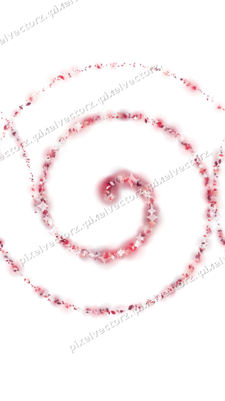 Nahtlose Glitzerspirale aus Tropfen in Rosa auf transparentem Grund