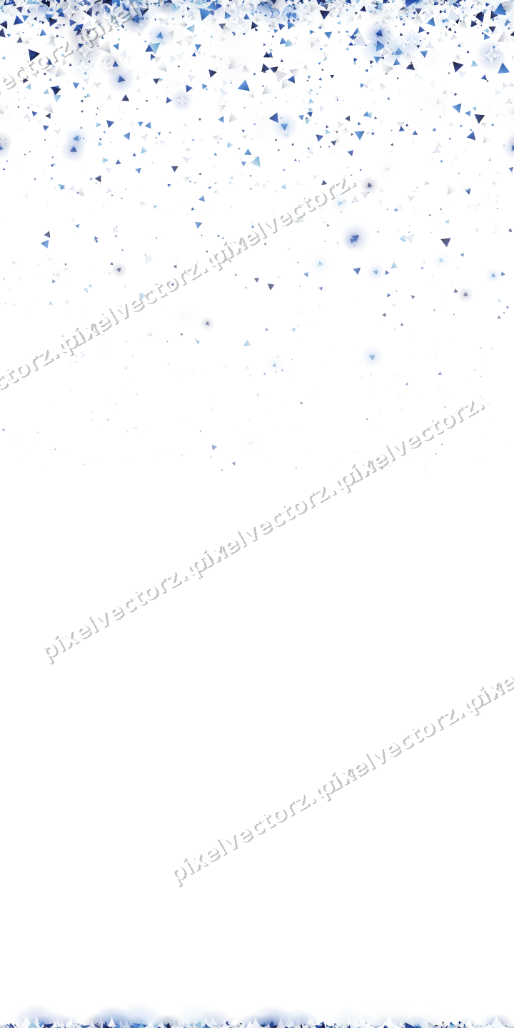 Nahtloser Glitzerregen aus Dreiecken in Blau auf transparentem Grund