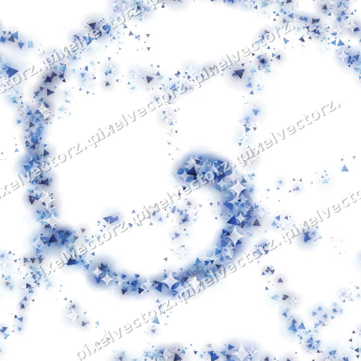 Nahtlose Glitzerspirale aus Dreiecken in Blau auf transparentem Grund