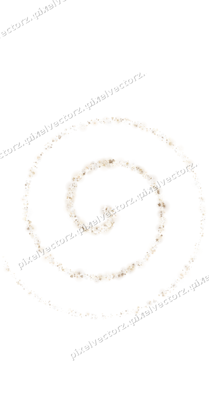Nahtlose Glitzerspirale aus Sternen und Herzen auf transparentem Grund