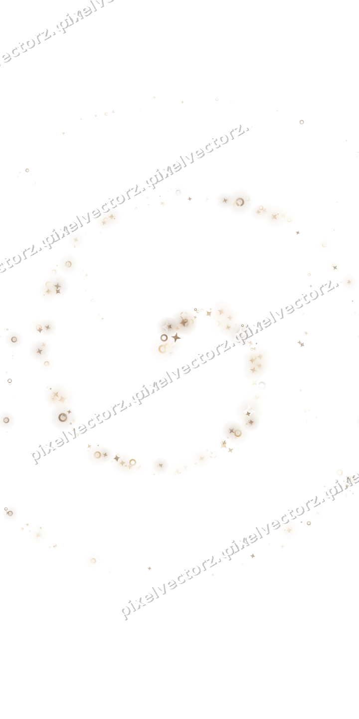 Nahtlose Glitzerspirale aus Sternen und Funken auf transparentem Grund