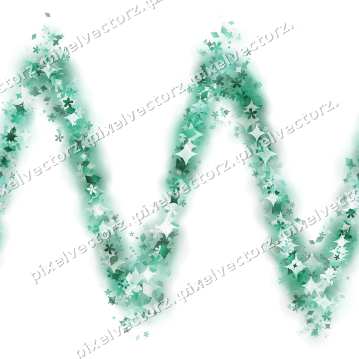 Nahtlose Glitzerwelle aus Funken und Blüten auf transparentem Grund