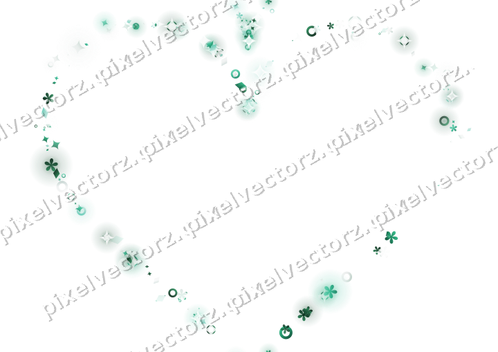 Nahtloses Glitzerherz aus Funken und Blüten auf transparentem Grund