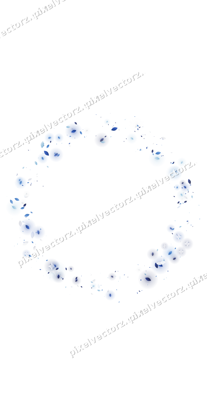 Nahtloser Glitzerkranz aus Tropfen in Blau auf transparentem Grund