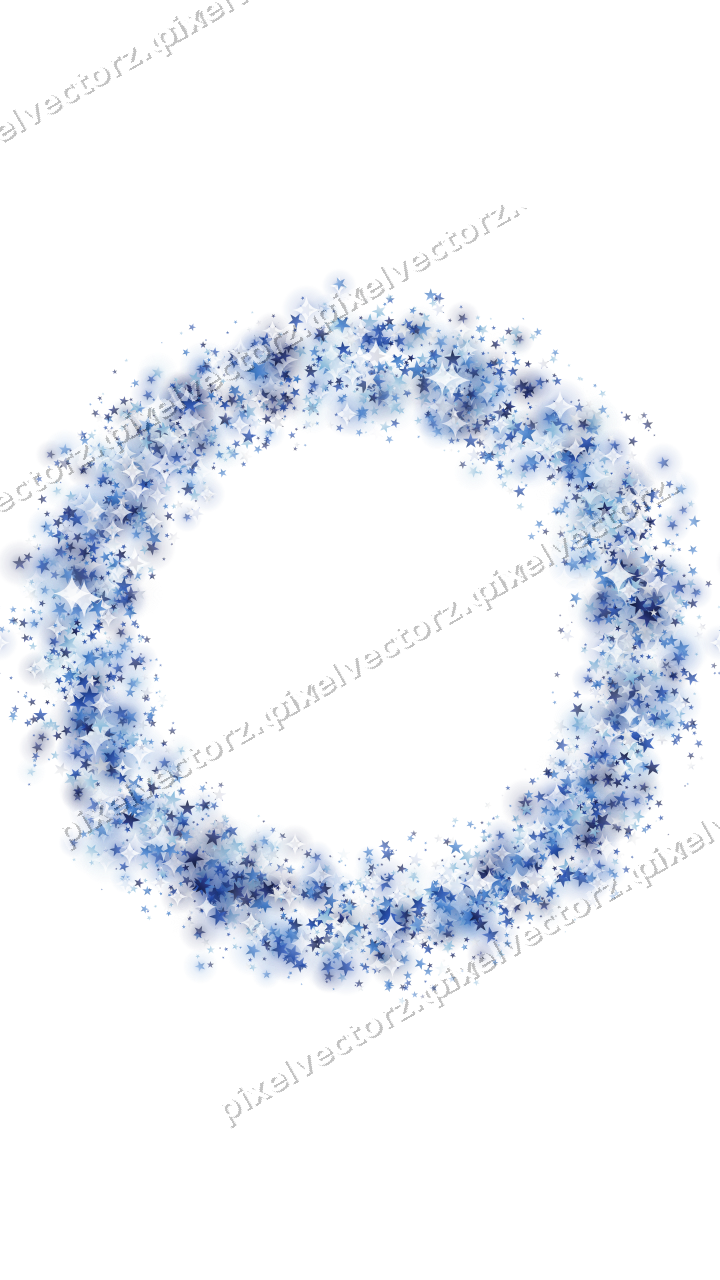 Nahtloser Glitzerkranz aus Sternen in Blau auf transparentem Grund