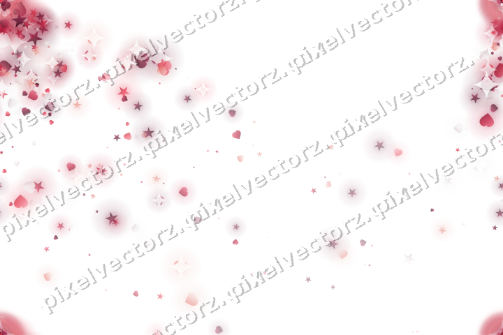 Nahtloser Glitzerfächer aus Sternen und Herzen auf transparentem Grund