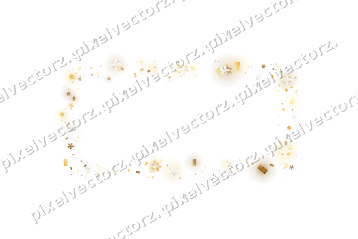 Nahtloser Glitzerrahmen aus Sternen und Blüten auf transparentem Grund