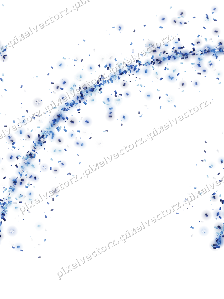 Nahtloser Glitzerbogen aus Konfetti in Blau auf transparentem Grund