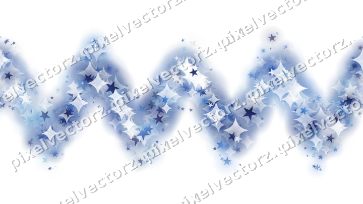 Nahtlose Glitzerwelle aus Sternen in Blau auf transparentem Grund